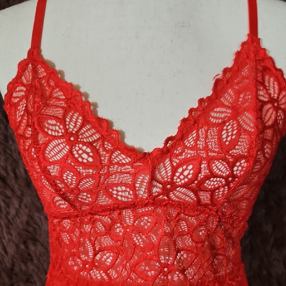 Cassandra Intimates Elegant Red Lace Babydoll Set NWOT - Picture 2 of 6